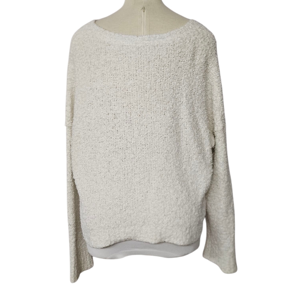 Free People Popcorn Cotton V-Neck Sweater In White Size XL - Picture 6 of 11